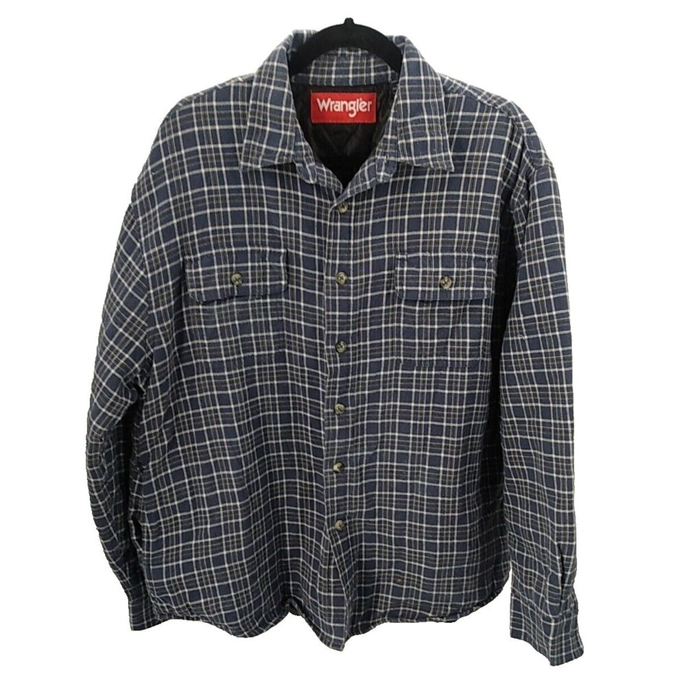 Wrangler's Men's Blue Plaid Long Sleeve Insulated Shirt Jacket Size L